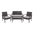 Flash Furniture Rectangle Aransas Patio Set, Blk w/Stl Frame, 4 pcs., 43" X 22" X 30" JJ-S312-GG