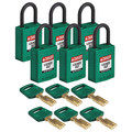 Brady Lockout Padlock, Nylon, 1/4" W, Grn, PK6 CPT-GRN-25PL-KA6PK