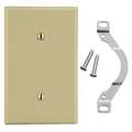 Hubbell Blank Strap Mount Wall Plate, Number of Gangs: 1 Plastic, Smooth Finish, Ivory P14I