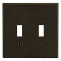 Hubbell Toggle Switch Wall Plate, Number of Gangs: 2 Plastic, Smooth Finish, Brown P2