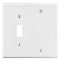 Hubbell Toggle Switch/Blank Wall Plate, Number of Gangs: 2 Plastic, Smooth Finish, White P113W