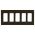 Hubbell Rocker Wall Plate, Number of Gangs: 5 Plastic, Smooth Finish, Brown P265