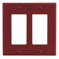 Hubbell Rocker Wall Plate, Number of Gangs: 2 Plastic, Smooth Finish, Red P262R
