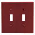 Hubbell Toggle Switch Wall Plate, Number of Gangs: 2 Plastic, Smooth Finish, Red P2R