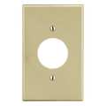 Hubbell Single Receptacle Wall Plate, Number of Gangs: 1 Plastic, Smooth Finish, Ivory P7I