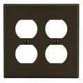 Hubbell Duplex Receptacle Wall Plate, Number of Gangs: 2 Plastic, Smooth Finish, Brown P82