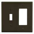 Hubbell Toggle Switch/Rocker Wall Plate, Number of Gangs: 2 Plastic, Smooth Finish, Brown PJ126