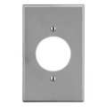 Hubbell Single Receptacle Wall Plate, Number of Gangs: 1 Plastic, Smooth Finish, Gray P720GY