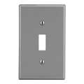 Hubbell Toggle Switch Wall Plate, Number of Gangs: 1 Plastic, Smooth Finish, Gray PJ1GY