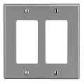 Hubbell Rocker Wall Plate, Number of Gangs: 2 Plastic, Smooth Finish, Gray PJ262GY