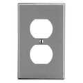 Hubbell Duplex Receptacle Wall Plate, Number of Gangs: 1 Plastic, Smooth Finish, Gray PJ8GY