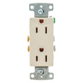 Hubbell Receptacle, 15 A Amps, 125V AC, Flush Mount, Decorator Duplex Outlet, 5-15R, Light Almond RRD15LA