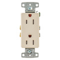 Hubbell Receptacle, 15 A Amps, 125V AC, Flush Mount, Decorator Duplex Outlet, 5-15R, Light Almond RRD15SLATR