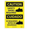 Nmc Caution Shoes Required Sign, Bilingual, 14 in Height, 10 in Width, Rigid Plastic ESC719RB