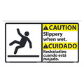 Nmc Caution Slippery When Wet Sign - Bilingual, CBA7P CBA7P