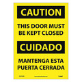 Nmc Caution This Door Must Be Kept Closed Sign - Bilingual, ESC702PB ESC702PB