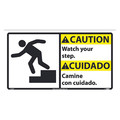 Nmc Caution Watch Your Step Sign - Bilingual, CBA6P CBA6P