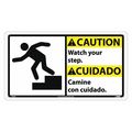 Nmc Caution Watch Your Step Sign - Bilingual, CBA6R CBA6R