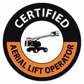Nmc Certified Aerial Lift Operator Hard Hat Label, Pk25, Material: Reflective Vinyl Sheeting HH126R