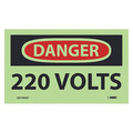 Nmc Danger 220 Volts Label, Pk5, GD100AP GD100AP