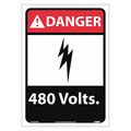 Nmc Danger 480 Volts Sign, DGA33PB DGA33PB