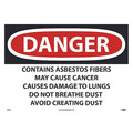 Nmc Danger Asbestos May Cause Cancer Sign, Material: Adhesive Backed Vinyl D24PC