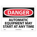 Nmc Danger Automatic Equipment May Start At, 10 in Height, 14 in Width, Pressure Sensitive Vinyl D401PB