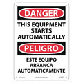 Nmc Danger Automatic Equipment Start Sign - Bilingual ESD466AB