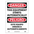 Nmc Danger Automatic Equipment Start Sign - Bilingual ESD466PB