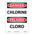 Nmc Danger Chlorine Sign - Bilingual, ESD658RB ESD658RB