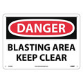 Nmc Danger Blasting Area Keep Clear Sign, 10 in Height, 14 in Width, Rigid Plastic D229RB