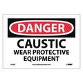 Nmc Danger Caustic Wear Protective Equipment, 7 in Height, 10 in Width, Pressure Sensitive Vinyl D238P