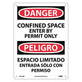 Nmc Danger Confined Space Permit Only Sign - Bilingual, ESD162RB ESD162RB