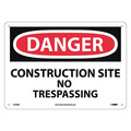 Nmc Danger Construction Site No Trespassing, 10 in Height, 14 in Width, Fiberglass D248EB