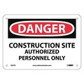 Nmc Danger Construction Site Sign, 7 in Height, 10 in Width, Rigid Plastic D247R