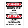 Nmc Danger Construction Area Keep Out Sign - Bilingual ESD266RB