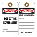 Nmc Danger Defective Equipment Tag, Pk25 RPT59G