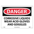 Nmc Danger Corrosive Wear Acid Gloves And Goggles Sign D494RB