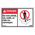 Nmc Danger Do Not Climb Sit Walk Or Ride On Conveyor Label, Pk5 DGA24AP