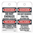 Nmc Danger Do Not Energize Equipment Locked Out Tag, Pk25 RPT110