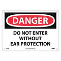 Nmc Danger Do Not Enter Without Ear Protecti, 10 in Height, 14 in Width, Rigid Plastic D501RB