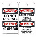 Nmc Danger Do Not Operate Bilingual Tag, Pk25 RPT90ST