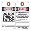 Nmc Danger Do Not Throw Switch Men At Work On Circuit Tag, Pk25 RPT14G