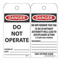 Nmc Danger Do Not Operate Tag, Pk25 RPT1