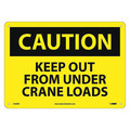 Nmc Caution Keep Out From Under Crane Loads, 10 in Height, 14 in Width, Rigid Plastic C540RB