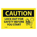 Nmc Caution Lock Out For Safety Before You Start Label, Pk5 C177AP