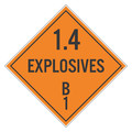 Nmc Dot Placard Sign, 1.4 Explosives B1, Pk100, Material: Pressure Sensitive Removable Vinyl .0045 DL44PR100
