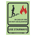 Nmc In Case Of Fire Do Not Use El... Glow Sign, 10 X 7 GL34P