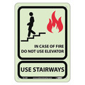 Nmc In Case Of Fire Do Not Use El… Glow Sign, 10 X 7 GL34R