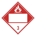 Nmc Dot Placard Sign, 3 Flammable Liquids, Blank, Material: Unrippable Vinyl DL65BUV